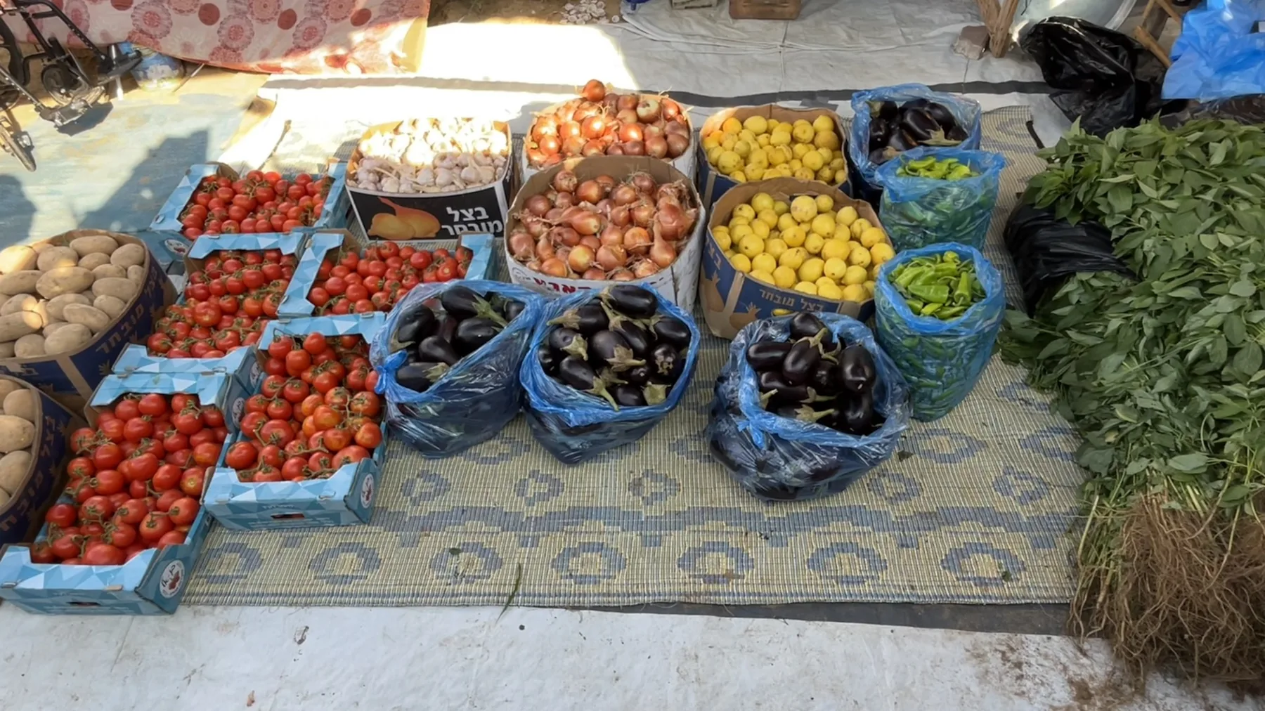 Fresh vegetables prepared for humanitarian distribution